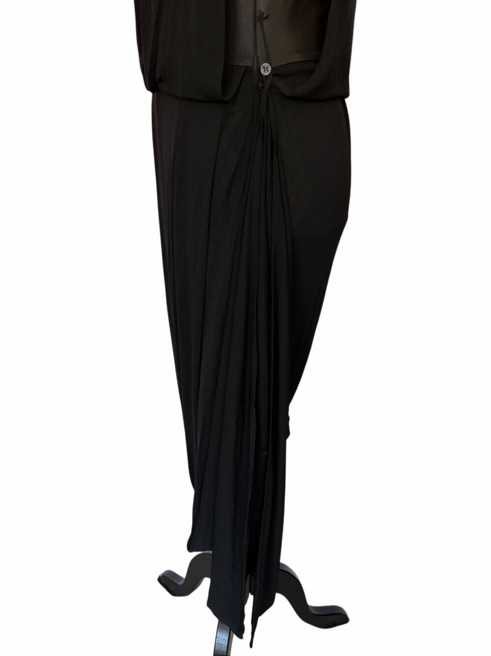 McQ Alexander McQueen Black Asymmetric Draped Maxi Dress Size S Italy - Picture 10 of 12